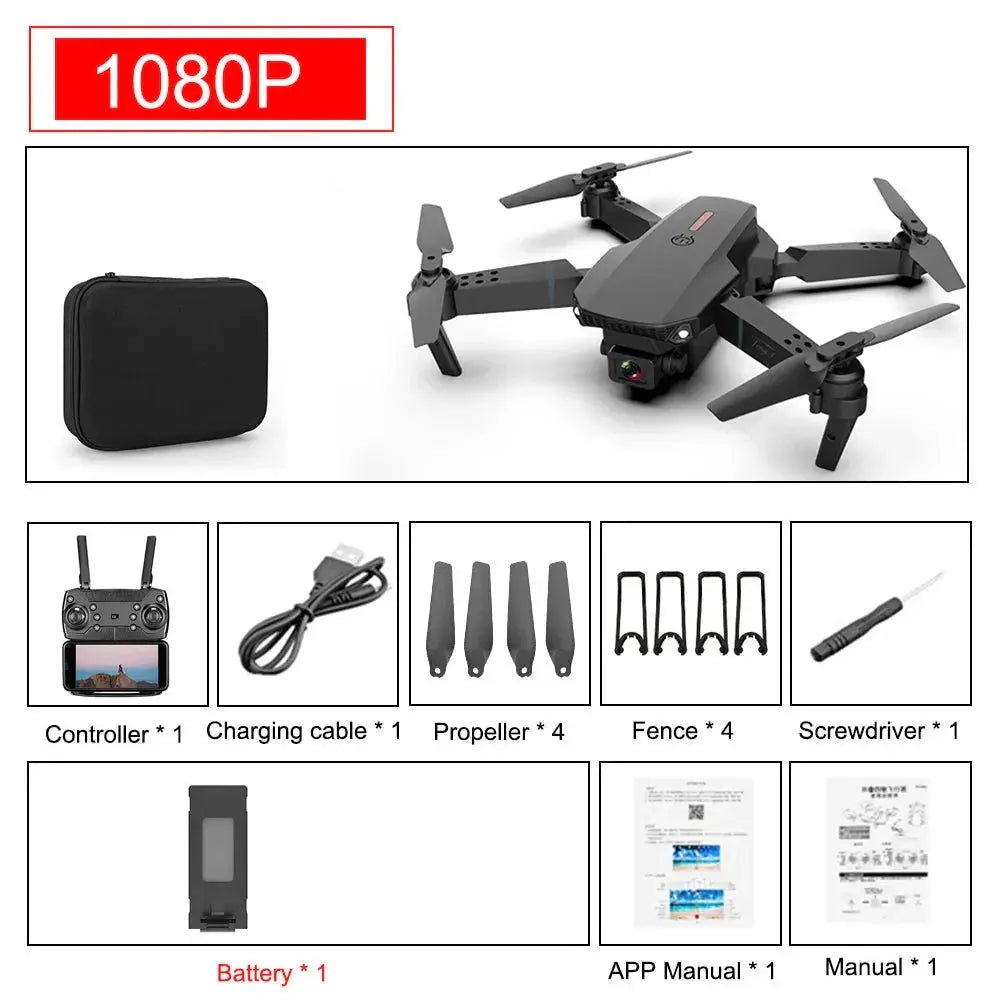 E88 Pro Foldable Quadcopter Drone - WIFI FPV, HD 4K Camera, Altitude Hold - Crazy_GadgetE88 Pro Foldable Quadcopter Drone - WIFI FPV, HD 4K Camera, Altitude HoldCrazy_Gadget