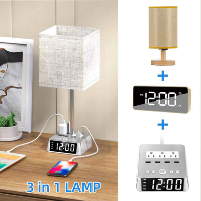 Table Lamp, 4 USB Ports &amp; AC Power Outlets, Alarm Clock - Crazy_GadgetTable Lamp, 4 USB Ports &amp; AC Power Outlets, Alarm ClockCrazy_Gadget